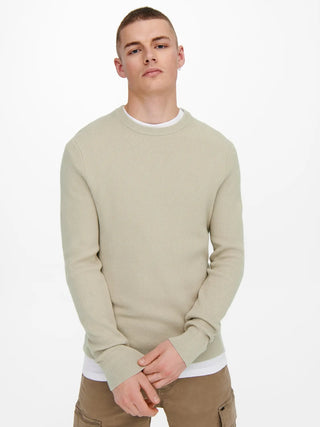 ONLY&amp;SONS PHIL CREW NECK SWEATER FOR MEN (SILVER LINING) 22022855 SVL