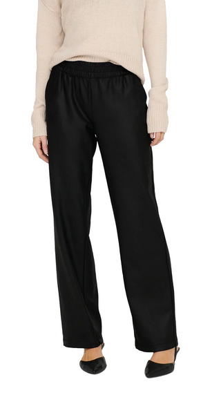 ONLY PANTALONI POPSTAR MW WIDE COATED DONNA 15267810 BLK