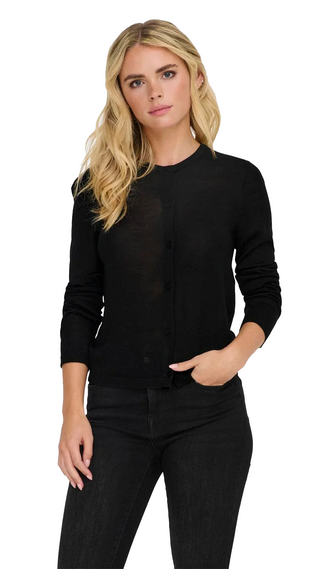 JACQUELINE DE YONG PACIFIC LONG SLEEVE SWEATER WITH FAUX BUTTON OPENING 15328361 BLK