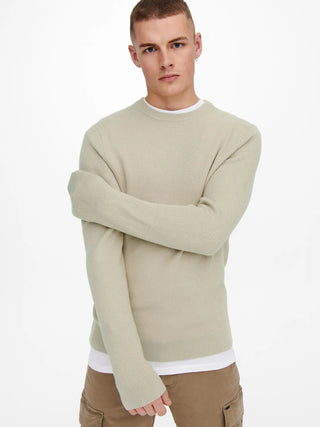 ONLY&amp;SONS PHIL CREW NECK SWEATER FOR MEN (SILVER LINING) 22022855 SVL