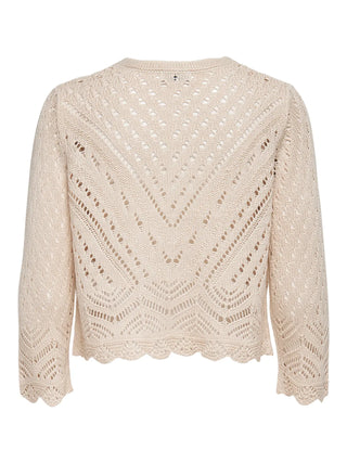 JACQUELINE DE YONG CARDIGAN SUN 3/4 CROPPED SENZA BOTTONI TRAFORATO DONNA (EGGNOG) 15184486 EGG