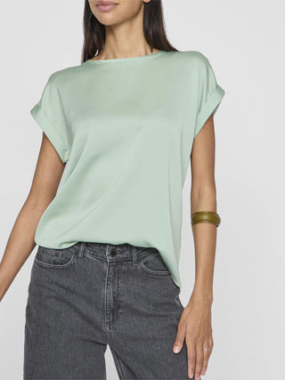 VILA T-SHIRT IN RASO ELLETE DONNA (Silt Green) 14059563 STG