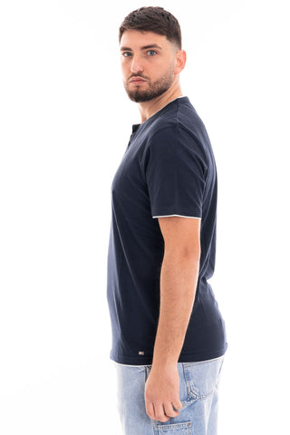 MARKUP T-SHIRT SERAFINOMEZZA JERSEY SLEEVES WITH CONTRASTS MK691019 BLUE