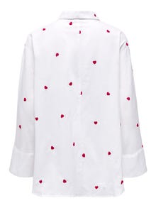 ONLY CAMICIA NEW LINA MANICA LUNGA CON CUORI DONNA (Bright White RHINESTONE HEART) 15283743 BWT