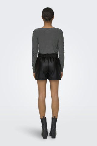 JACQUELINE DE YONG ALAIA LEATHER SHORTS WOMEN 15328310 BLK