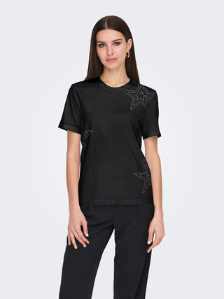 ONLY T-SHIRT HOLLIS MANICA CORTA A FANTASIA DONNA 15343560 BLK