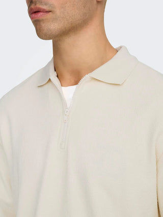 ONLY&amp;SONS TREVOR SWEATER WITH HALF ZIP MEN
 (Antique White) 22029907 AWT