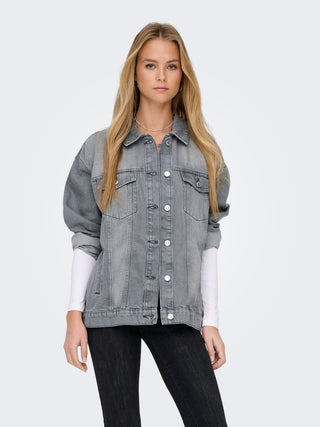 ONLY GIUBBOTTO OCEAN MANICA LUNGA DI JEANS OVERSIZE DONNA (MEDIUM GREY DENIM) 15347090 MGD