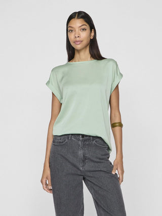 VILA T-SHIRT IN RASO ELLETE DONNA (Silt Green) 14059563 STG