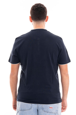 MARKUP T-SHIRT SERAFINOMEZZA JERSEY SLEEVES WITH CONTRASTS MK691019 BLUE