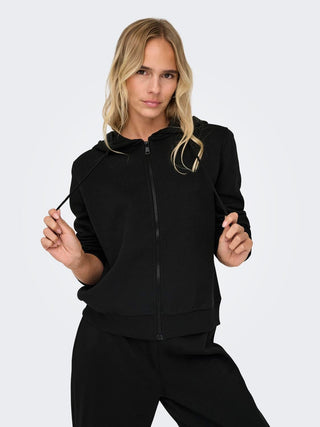 ONLY MAGLIONE BELLA MANICA LUNGA GIROCOLLO CON ZIP E CAPPUCCIO DONNA 15326712 BLK