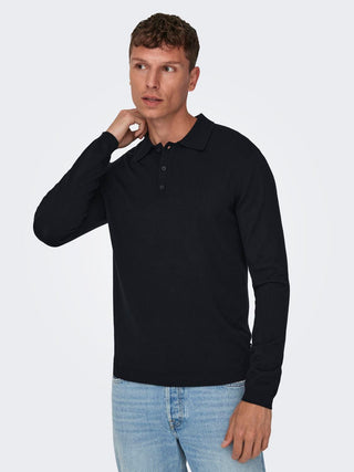 ONLY&amp;SONS POLO WYLER LONG SLEEVE MEN 22021184 DKN