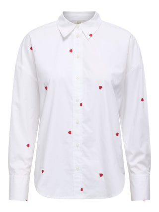 JACQUELINE DE YONG CAMICIA NELLY MANICA LUNGA DONNA (White HEART EMBROIDERY) 15330490 WHE