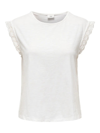 JACQUELINE DE YONG SALVA T-SHIRT GIROMANICA CON RICAMO DONNA (COL: CLOUD DANCER) 15318217 CLD