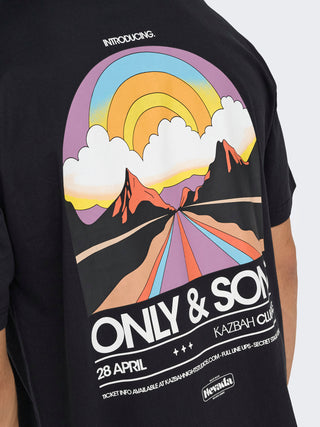 ONLY&SONS T-SHIRT KAZBAH CON STAMPA UOMO 22033751 BLK