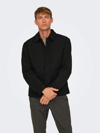 ONLY&amp;SONS CONNOR LONG SLEEVE MEN'S SHIRT JACKET 22025735 BLK