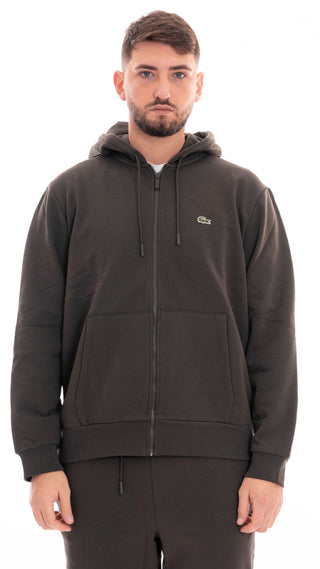 LACOSTE FELPA CON ZIP E CAPPUCCIO LOGO PICCOLO SH9626 L7A