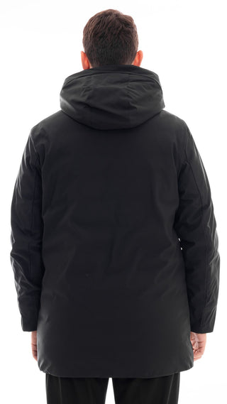 MARKUP LONG PARKA IN TECHNICAL FABRIC MEN MK24007 BLACK