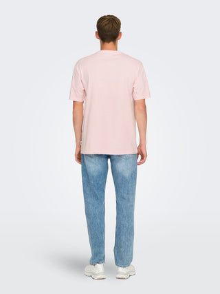 ONLY&SONS T-SHIRT FRED LIFE RLX SHORT SLEEVES UOMO (BARELY PINK) 22022532 BRP