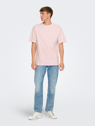 ONLY&amp;SONS MEN'S T-SHIRT FRED LIFE RLX SHORT SLEEVES (BARELY PINK) 22022532 BRP