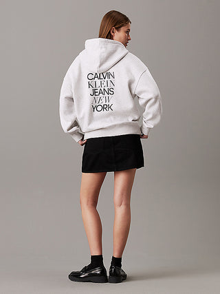 CALVIN KLEIN JEANS FELPA CON CAPPUCCIO OVERSIZED CON LOGO CK DONNA J224911 P6G