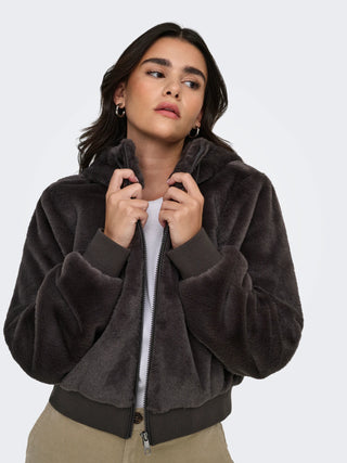 ONLY VENICE FLEECE JACKET WITH HOOD AND ZIP WOMEN (CHOCOLATE TORTE) 15322127 CHO