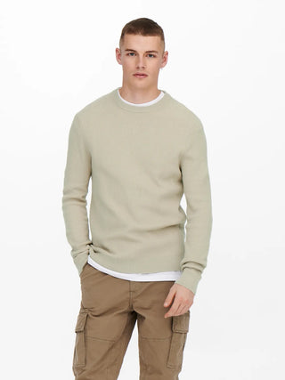 ONLY&amp;SONS PHIL CREW NECK SWEATER FOR MEN (SILVER LINING) 22022855 SVL