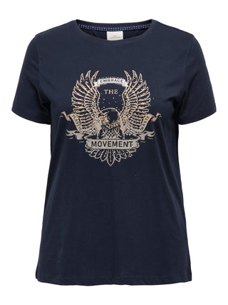 ONLY CARMAKOMA T-SHIRT BRINNA M/M GIROCOLLO CON STAMPA DONNA  (Night Sky EAGLE WITH STUDS) 15340074 NGS