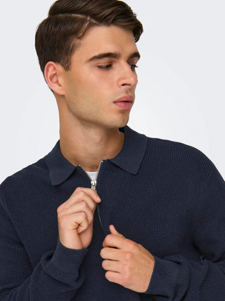 ONLY&amp;SONS MATTEO POLO WITH HALF ZIP MEN 22032257 DKS