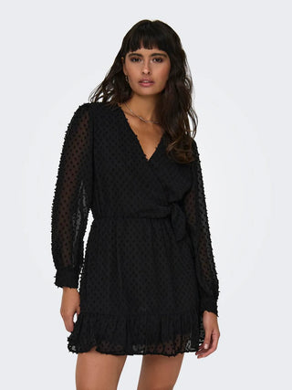 ONLY TIVA DRESS LONG SLEEVE AND RUFFLE WOMEN 15224789 BLK