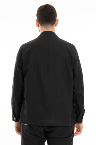 FIFTIETH OVERJACKET MEN 100% LINEN ENGLAND BLACK