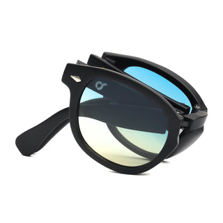 OS SUNGLASSES BERLIN FOLDING BLACK BLUE SMOKE LENS OS107-2-C02