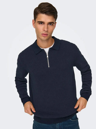 ONLY&amp;SONS MATTEO POLO WITH HALF ZIP MEN 22032257 DKS