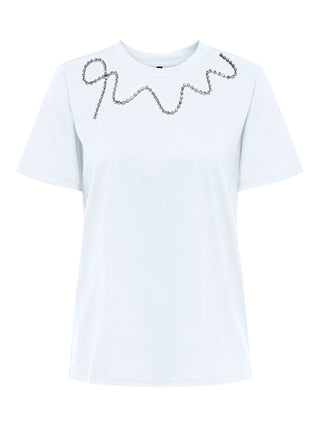 ONLY T-SHIRT BEAUTY MEZZA MANICA CON DIAMANTINI DONNA 15344180 BGW