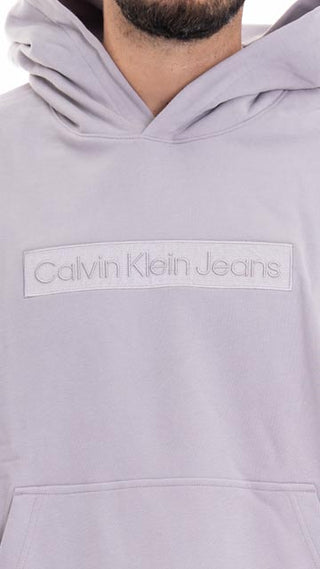 CALVIN KLEIN JEANS FELPA CON CAPPUCCIO E RICAMO UOMO J326147 PCR