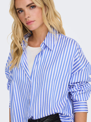 JACQUELINE DE YONG CAMICIA VESPER MANICA LUNGA DONNA (CLOUND DANCER CORNFLOWER BLUE) 15338857 CDB