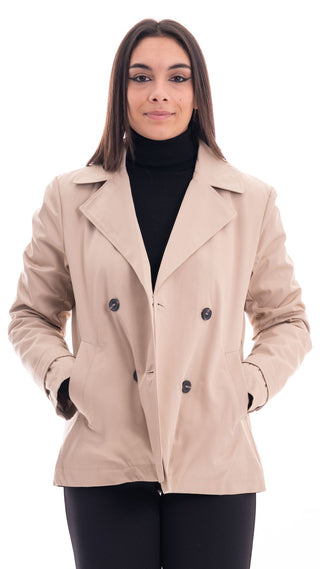 MARKUP WOMEN'S DOUBLE BREASTED COTTON SHORT TRENCH COAT MW764040 GHC