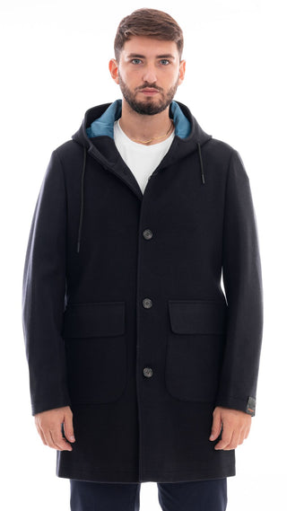 MARKUP LONG PARKA WITH HOOD AND BUTTONS MEN MK794619 BLUE