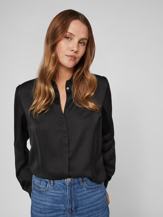 VILA ELLETTE LONG SLEEVE SHIRT WOMEN 14063320 BLK