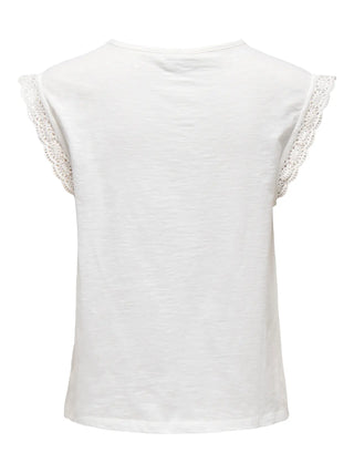 JACQUELINE DE YONG SALVA T-SHIRT GIROMANICA CON RICAMO DONNA (COL: CLOUD DANCER) 15318217 CLD