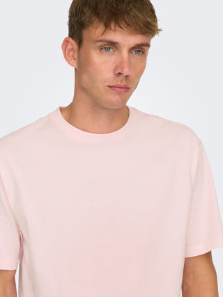 ONLY&SONS T-SHIRT FRED LIFE RLX SHORT SLEEVES UOMO (BARELY PINK) 22022532 BRP