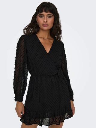 ONLY TIVA DRESS LONG SLEEVE AND RUFFLE WOMEN 15224789 BLK