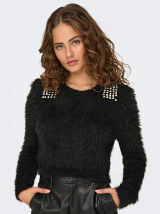 ONLY MAGLIONE SURI TEDDY  GIROCOLLO DONNA 15327597 BLK