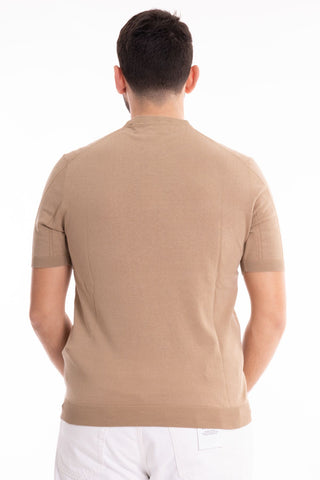 MARKUP CREW NECK SHORT SLEEVE T-SHIRT WITH RIBBED LINEN AND COTTON BLEND MK690029 CRD