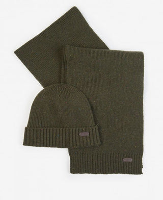 BARBOUR CARLTON FLECK BEANIE &amp; SCARF FW23 MGS0047 OL31