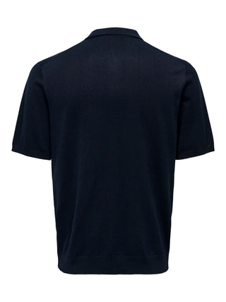 ONLY&SONS WYLER POLO CON ZIP E ELASTICI IN VITA E SU MANICHE UOMO(DARK NAVY) 22028606 DKN