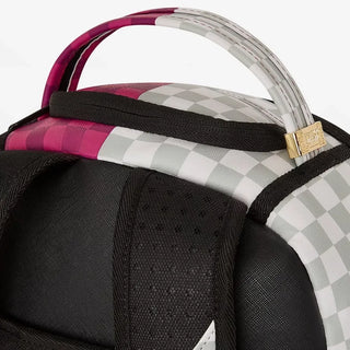 SPRAYGROUND PINK&amp;CREAM CHECK BACKPACK WITH ICONIC LOGO B6435