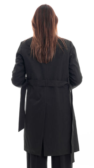 MARKUP DOUBLE BREASTED COTTON TRENCH COAT WOMEN MW764039 BLACK