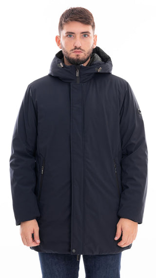 MARKUP LONG PARKA IN TECHNICAL FABRIC MEN MK24007 BLUE