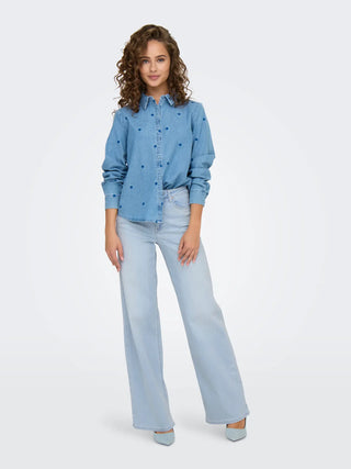 ONLY JEANS MADISON BLUSH VITA ALTA FONDO LARGO DONNA (light blue bleached denim) 15338289 LBB